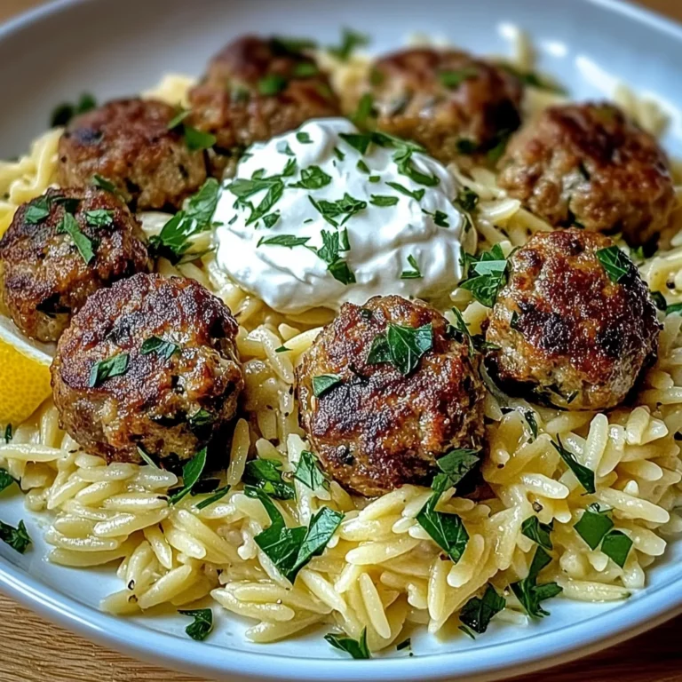 Boulettes Grecques & Orzo Citronné avec Crème de Feta