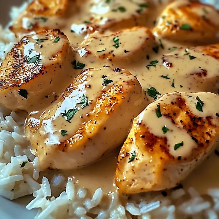 Poulet crémeux et riz en sauce