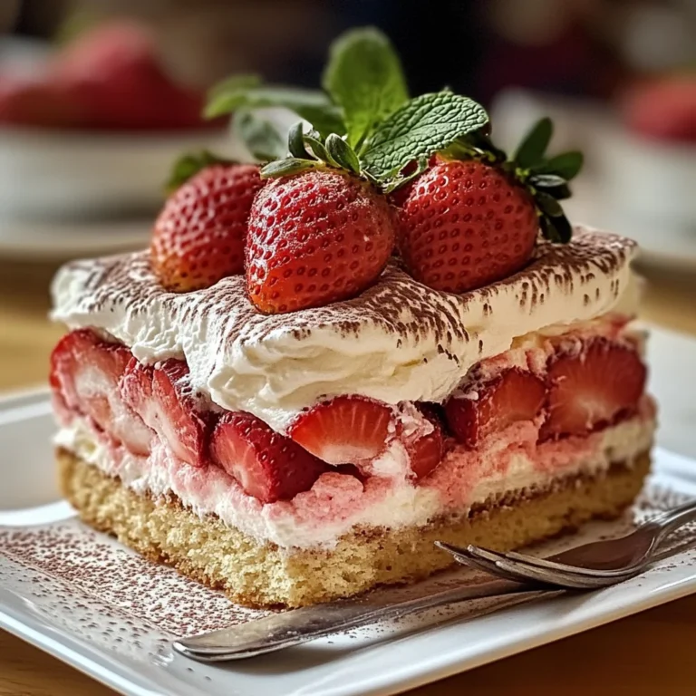 Tiramisu à la fraise avec biscuits roses de Reims