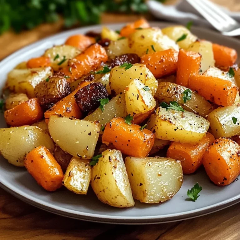 Oignons, Carottes et Pommes de Terre Rôtis au Four