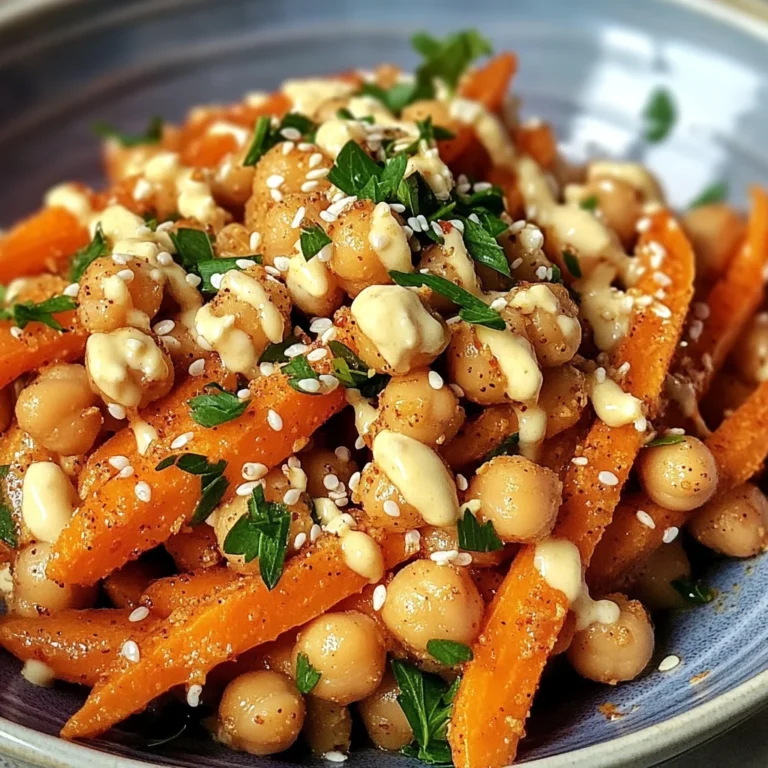 Salade de Carottes Épiciées et de Pois Chiches avec Sauce Tahini 