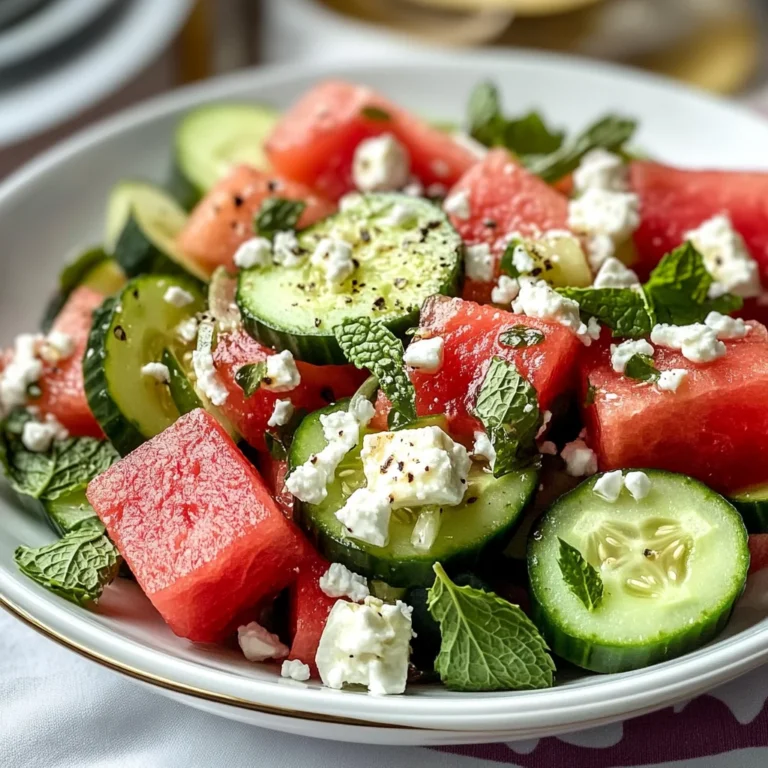 Salade de pastèque, concombre et feta